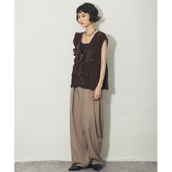 【another s】雙面兩穿絲絨荷葉邊蛋糕裙擺背心上衣 F Size Japan E-Shop