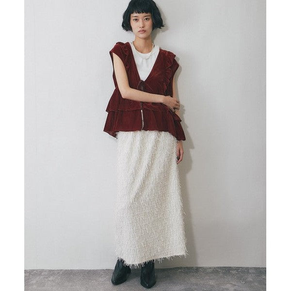 【another s】雙面兩穿絲絨荷葉邊蛋糕裙擺背心上衣 F Size Japan E-Shop