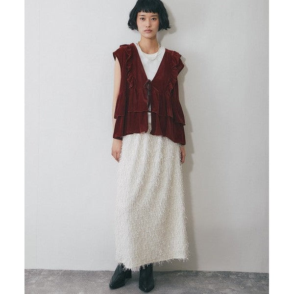 【another s】雙面兩穿絲絨荷葉邊蛋糕裙擺背心上衣 F Size Japan E-Shop