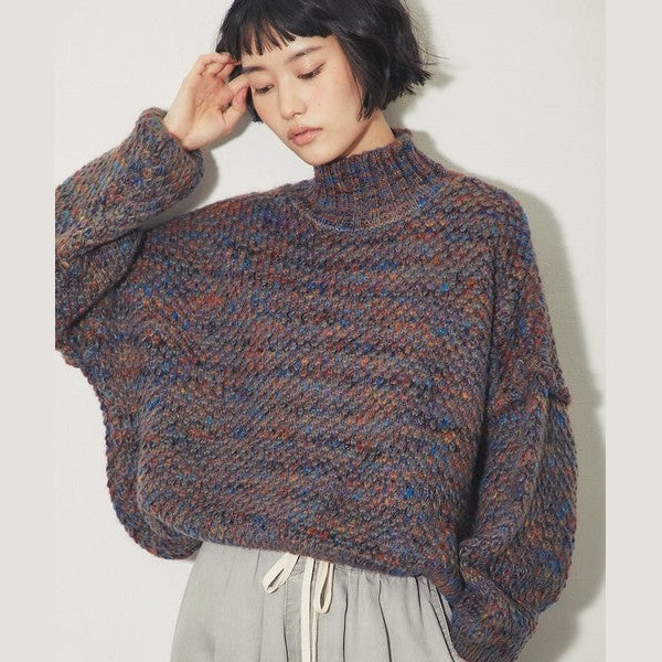 【溫暖混色美學】 another s 混色粗針織半高領寬鬆毛衣 均碼 F Size Japan E-Shop