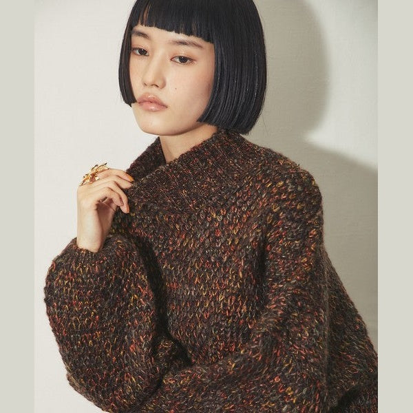 【溫暖混色美學】 another s 混色粗針織半高領寬鬆毛衣 均碼 F Size Japan E-Shop
