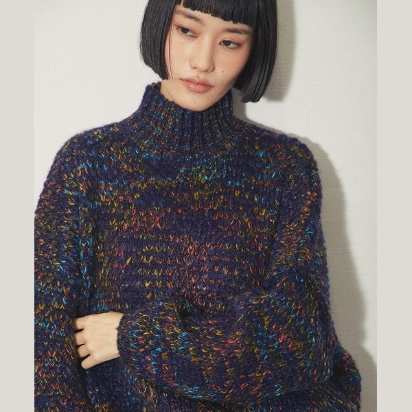 【溫暖混色美學】 another s 混色粗針織半高領寬鬆毛衣 均碼 F Size Japan E-Shop