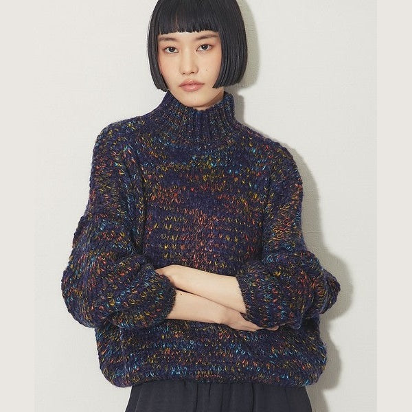 【溫暖混色美學】 another s 混色粗針織半高領寬鬆毛衣 均碼 F Size Japan E-Shop