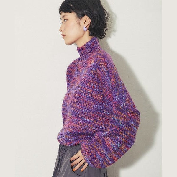 【溫暖混色美學】 another s 混色粗針織半高領寬鬆毛衣 均碼 F Size Japan E-Shop