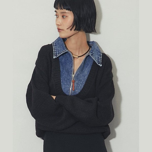 日本 another s 材質拼接針織衫，讓您單穿就有型！ Japan E-Shop