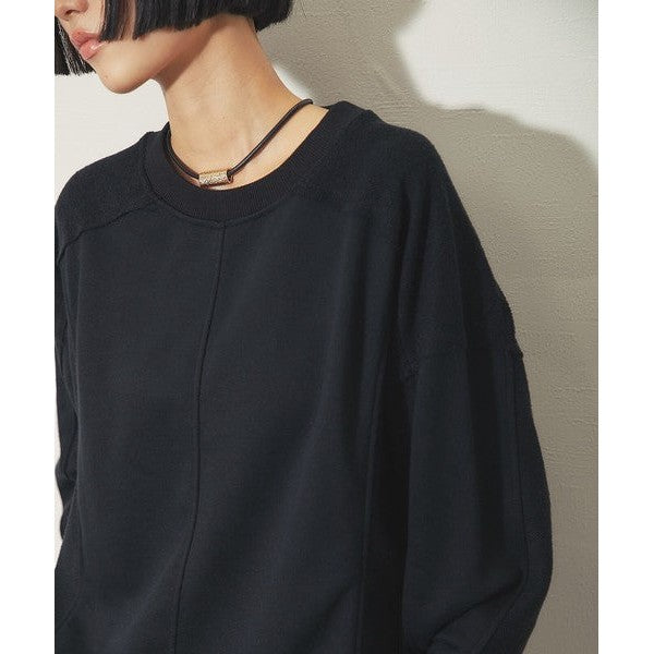 another s 復古拼接剪裁寬鬆落肩大學T M號 黑色 / 麻灰色 / 咖啡棕 Japan E-Shop