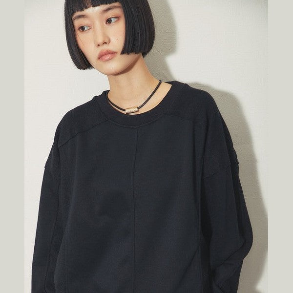 another s 復古拼接剪裁寬鬆落肩大學T M號 黑色 / 麻灰色 / 咖啡棕 Japan E-Shop