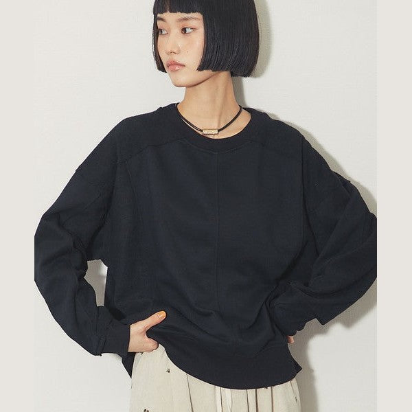 another s 復古拼接剪裁寬鬆落肩大學T M號 黑色 / 麻灰色 / 咖啡棕 Japan E-Shop