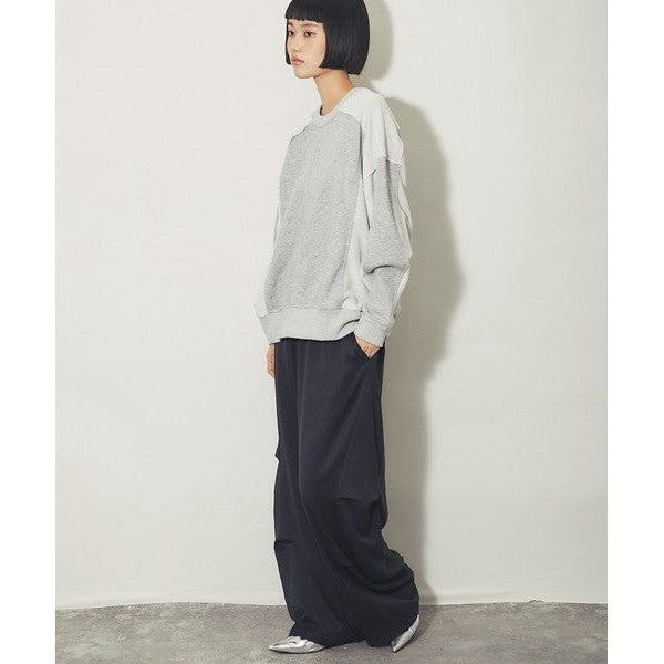 another s 復古拼接剪裁寬鬆落肩大學T M號 黑色 / 麻灰色 / 咖啡棕 Japan E-Shop