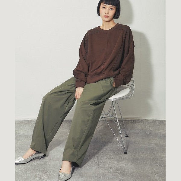 another s 復古拼接剪裁寬鬆落肩大學T M號 黑色 / 麻灰色 / 咖啡棕 Japan E-Shop