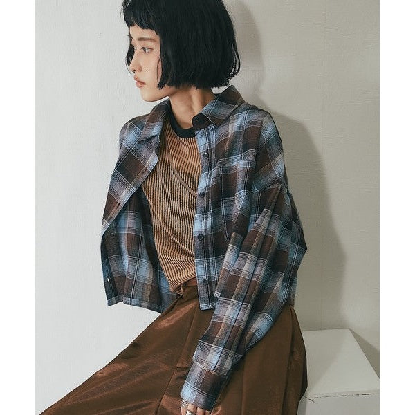 another s 日系先染Viyella格紋短版寬鬆襯衫外套 F尺寸 Japan E-Shop