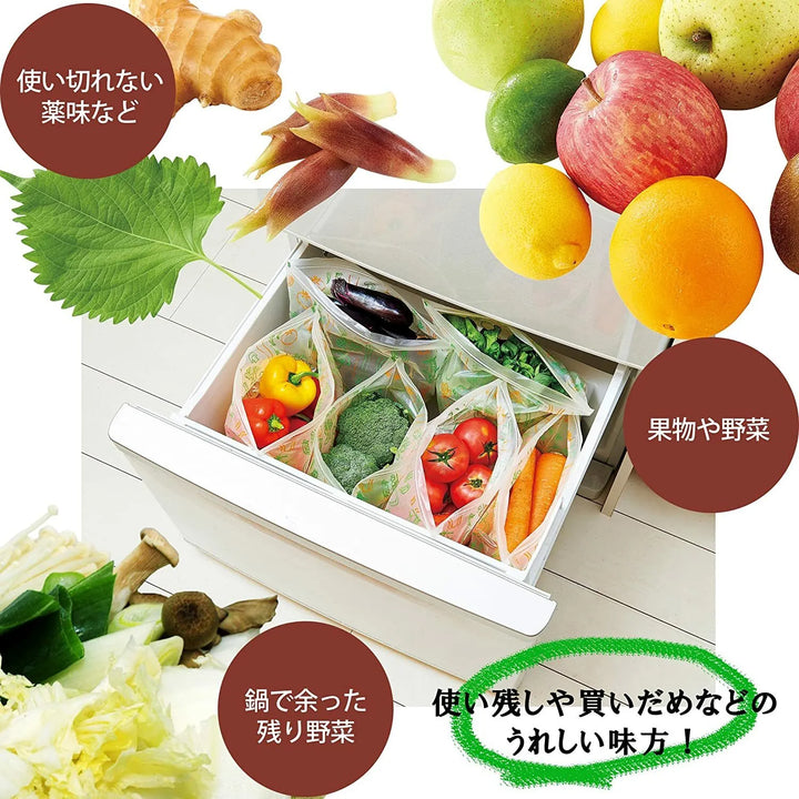日本COGIT 科技大發現 米糠蔬果保鮮袋 食物夾鏈袋 8枚入 可重複使用 Japan E-Shop