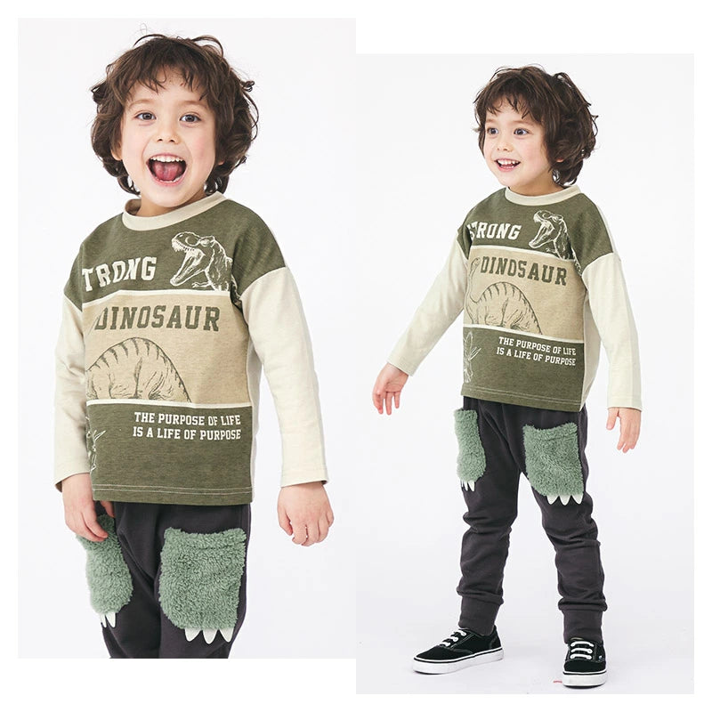 日本 zooland 福袋 恐龍主題6件超值兒童穿搭福袋｜長袖T恤＋厚棉上衣＋外套＋長褲＋恐龍立體造型包 Japan E-Shop