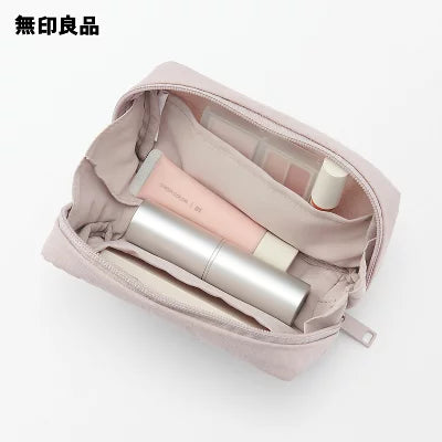 【MUJI 無印良品】褶皺尼龍大開口收納袋 中號（15 x 9 x 4.5 cm）| 質感皺褶耐磨 質感美妝隨身包 Japan E-Shop