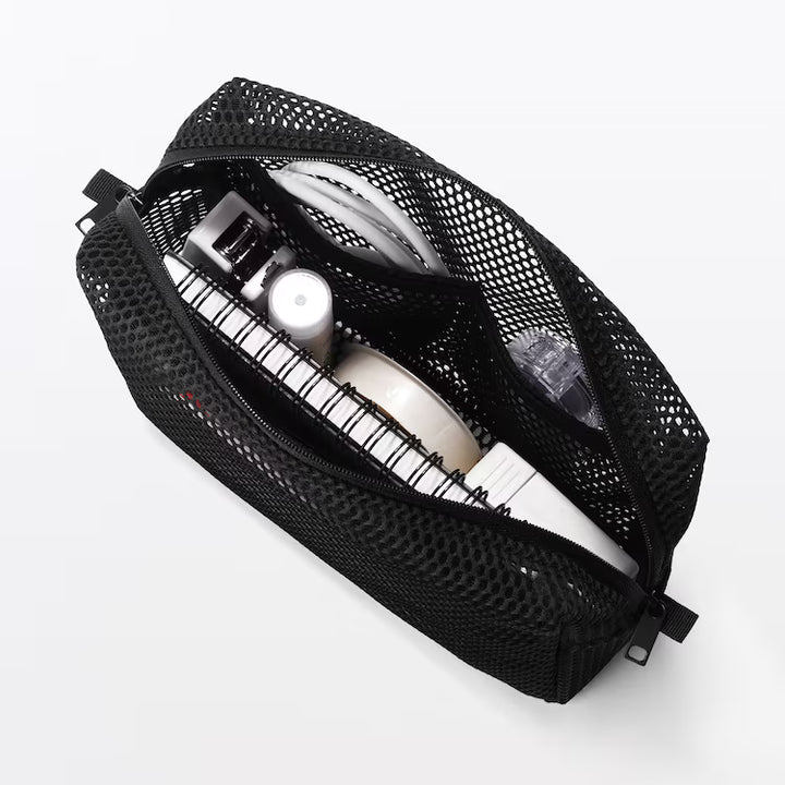 【MUJI 無印良品】立體網眼小物收納包（三色 / 19x12.5x6cm）| 大容量多口袋文具化妝收納袋 Japan E-Shop