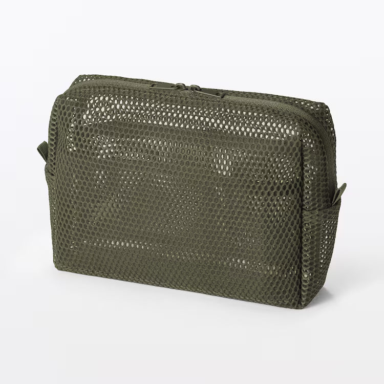 【MUJI 無印良品】立體網眼小物收納包（三色 / 19x12.5x6cm）| 大容量多口袋文具化妝收納袋 Japan E-Shop