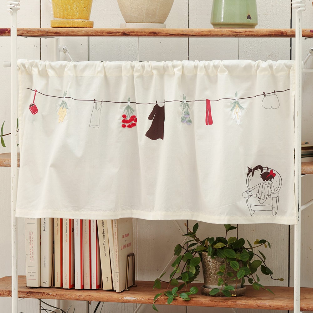 吉卜力工作室 魔女宅急便 琪琪的生活隨筆 刺繡透光短簾小窗簾 寬104×高44公分