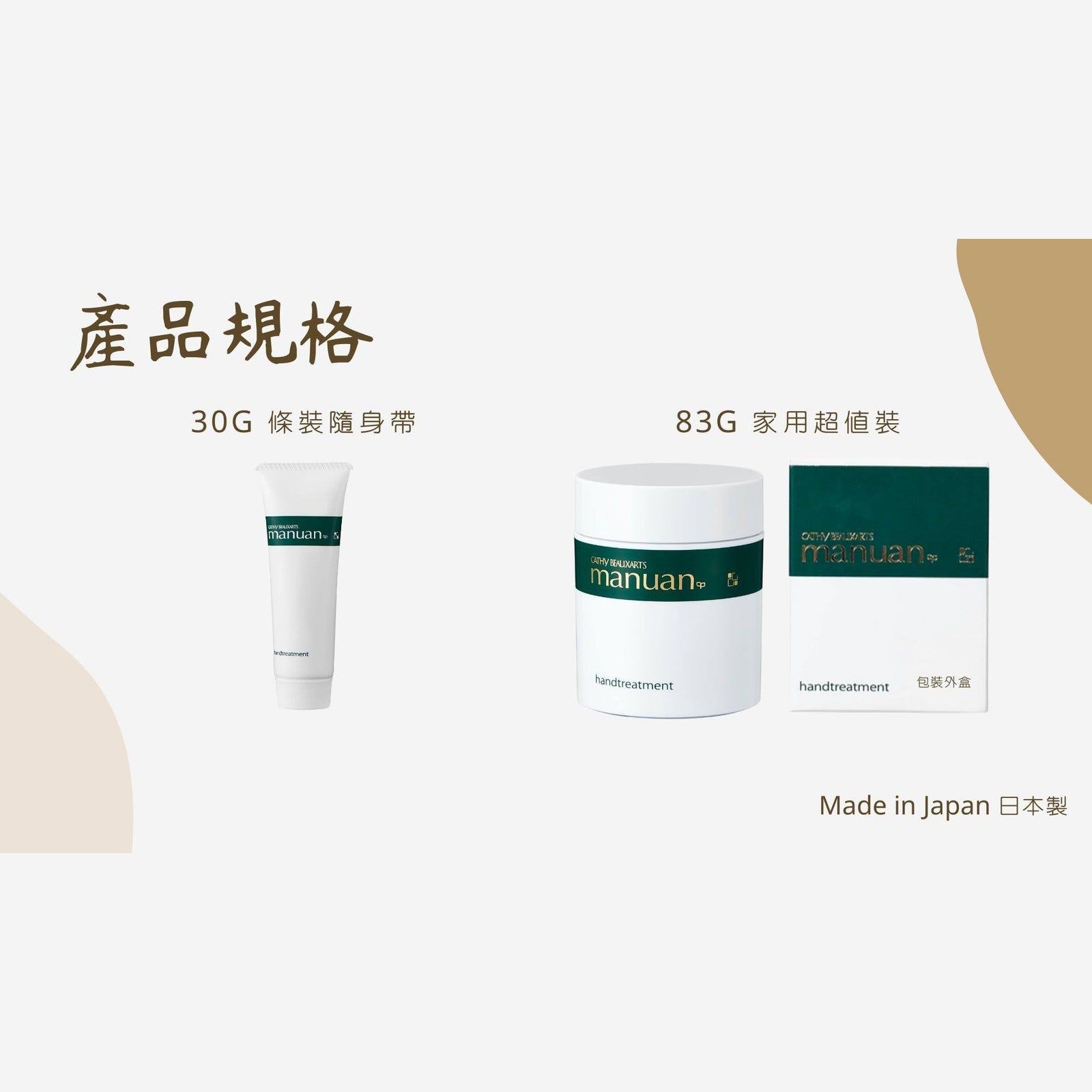Erica 激推！日本人氣No.1Manuan Handtreatment 無香料護手霜｜秋冬修護神器｜83g 30g Japan E-Shop