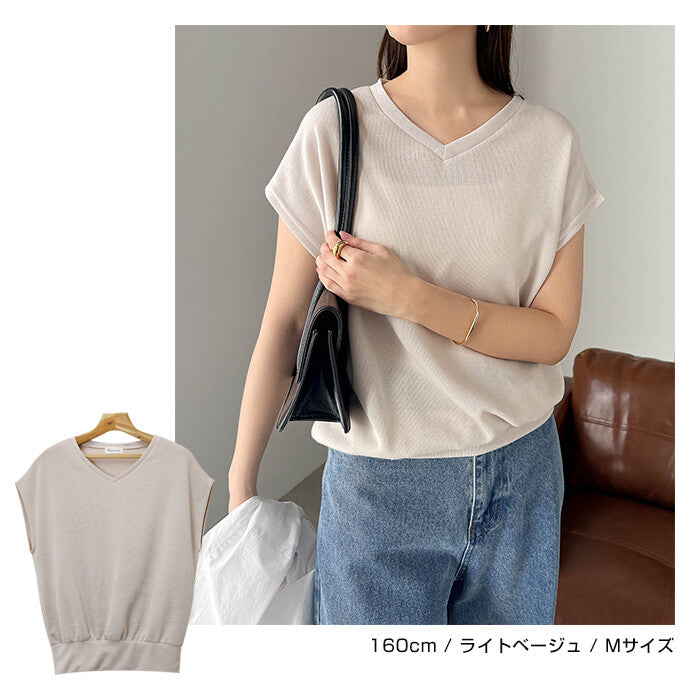 【Alma Design】V領法式袖薄針織上衣 寬鬆大尺碼M至3L 顏色