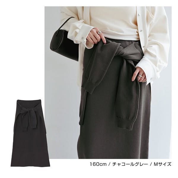 Alma Design 假兩件綁帶修身針織長裙 (M/L) 輕鬆穿出時尚層次感