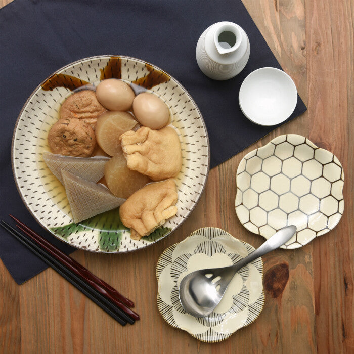 natural69 粉引釉 六方取皿 波佐見燒 日本製