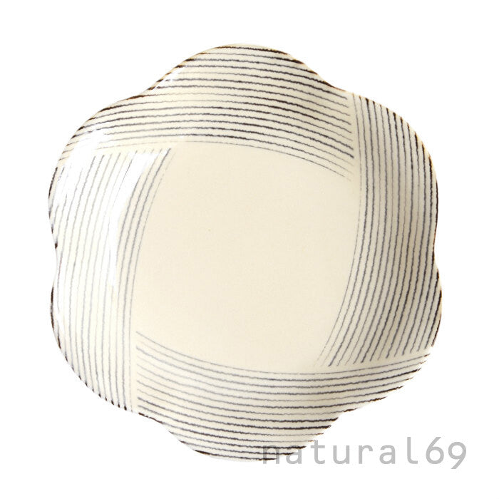 natural69 粉引釉 六方取皿 波佐見燒 日本製