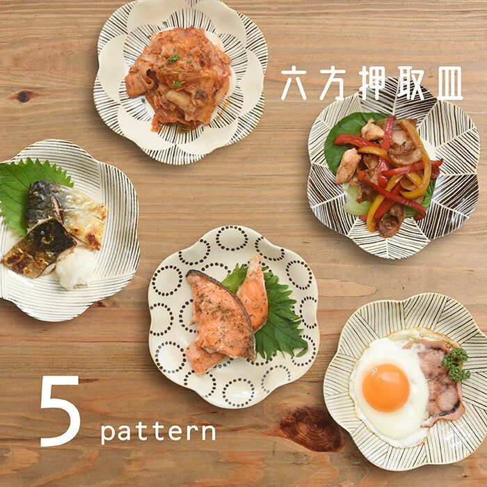 natural69 粉引釉 六方取皿 波佐見燒 日本製 Japan E-Shop