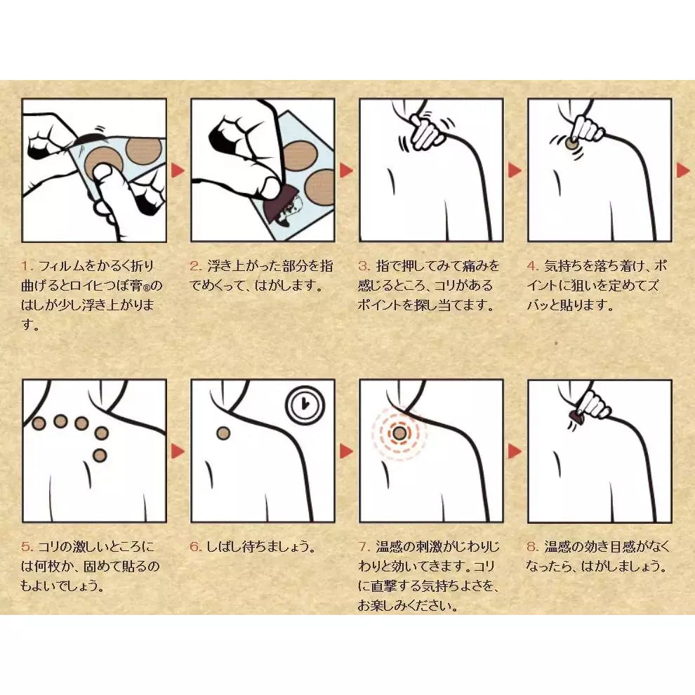 肌肉痛, 腰痛 ROIHI-TSUBOKO 溫感膏藥貼鎮痛穴位貼 緩解疼痛 大尺寸型 78枚 japan e-shop